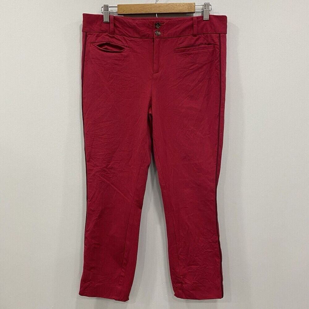 ANTHROPOLOGIE 12 The Essential Slim Red Trouser Crop Pants Office Casual Work
